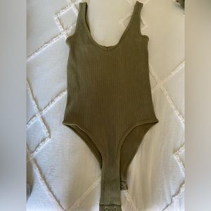 olive green ribbed boysuit